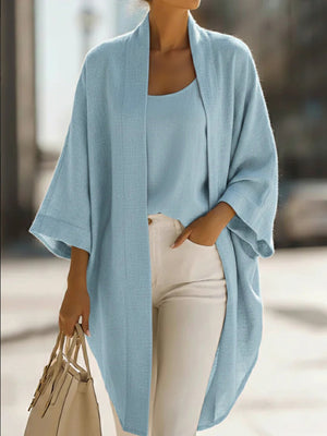 Sunscreen Solid Color Tank & Blouse Set