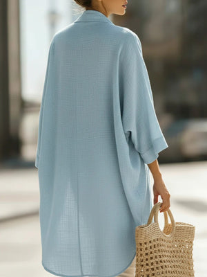 Sunscreen Solid Color Tank & Blouse Set