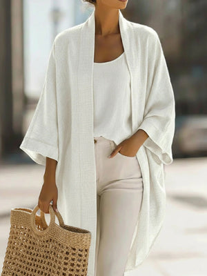 Sunscreen Solid Color Tank & Blouse Set