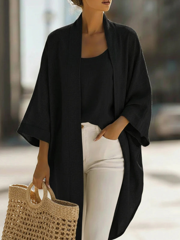 Sunscreen Solid Color Tank & Blouse Set