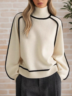 Strukturierter Strickpullover mit Stehkragen