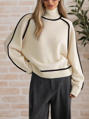 Textured Mock Neck Knit Sweater