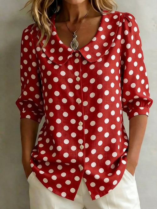 Timeless Effortless Style Polka Dot Blouse