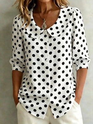 Timeless Effortless Style Polka Dot Blouse