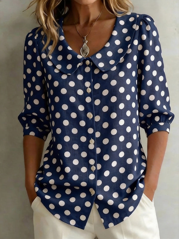 Timeless Effortless Style Polka Dot Blouse