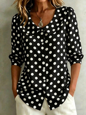 Timeless Effortless Style Polka Dot Blouse