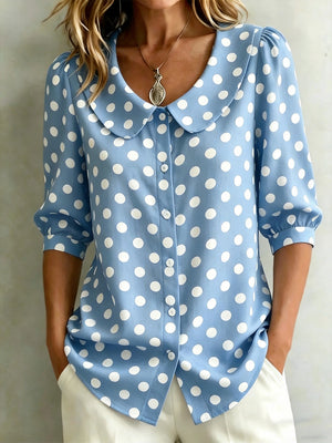 Timeless Effortless Style Polka Dot Blouse