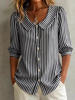 Timeless Striped Button-Up Blouse