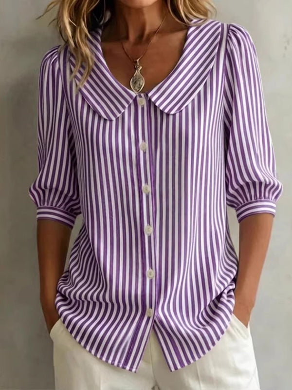 Timeless Striped Button-Up Blouse