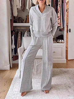 Timeless V-Neck Long Sleeve Outfit Set