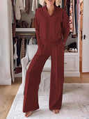 Timeless V-Neck Long Sleeve Outfit Set