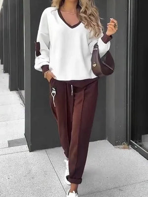 Trendy Color-Blocked Casual Fashion Set