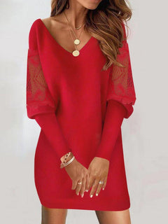 Unique Lace-Trim Sleeve Mini Dress