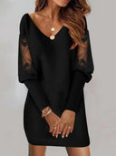 Unique Lace-Trim Sleeve Mini Dress