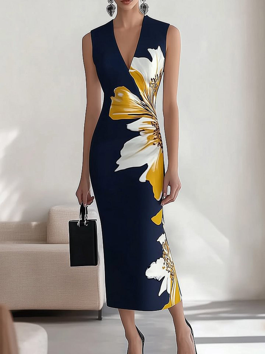 Vacation Printed V-Neck Maxi Dress