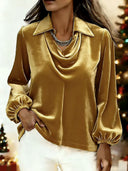 Velvet Lantern Sleeve Top