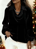 Velvet Lantern Sleeve Top