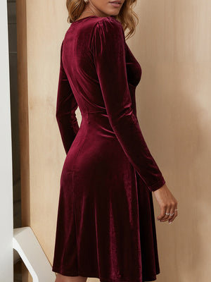 Velvet Long-Sleeve Holiday Dress