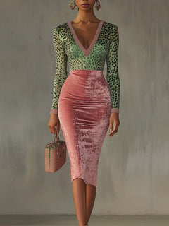 Velvet Patchwork Bodycon Dress