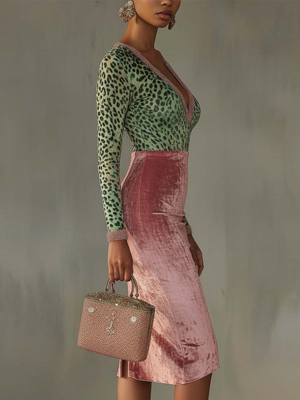 Velvet Patchwork Bodycon Dress