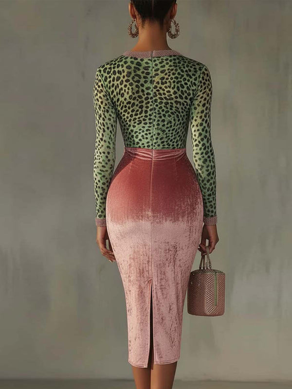 Velvet Patchwork Bodycon Dress