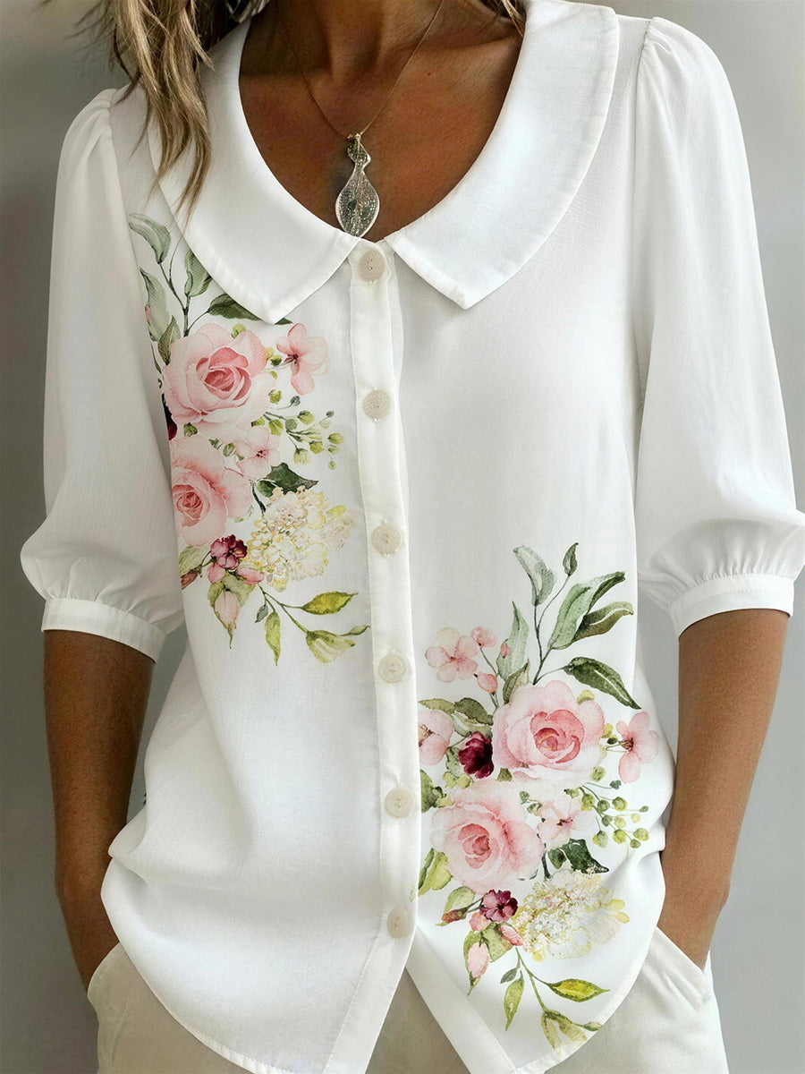 Versatile Floral Print Fashion Blouse