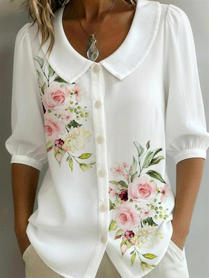Versatile Floral Print Fashion Blouse