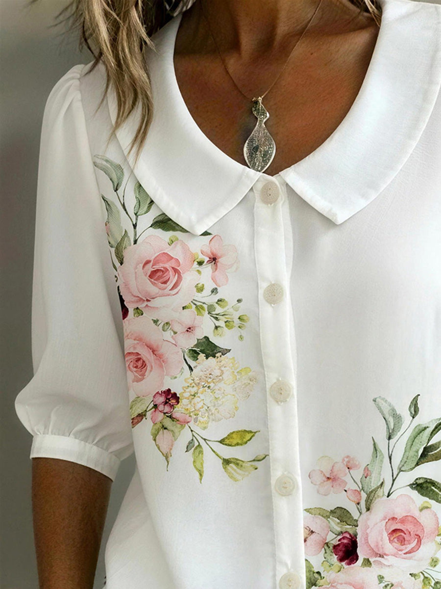Versatile Floral Print Fashion Blouse