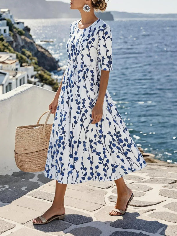Vibrant Floral Side Pocket Midi Dress
