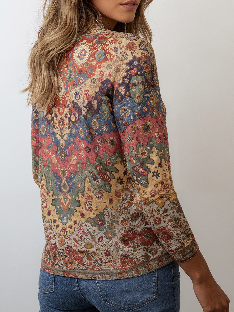 Vibrant Round Neck Long Sleeve Top