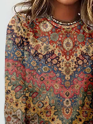 Vibrant Round Neck Long Sleeve Top