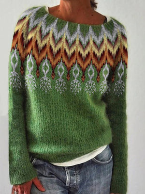 Vintage-Inspired Argyle Chevron Knit Sweater