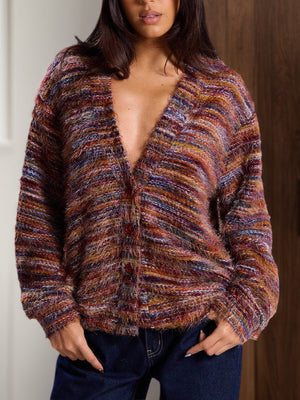 Vintage-Inspired Deep V-Neck Cardigan