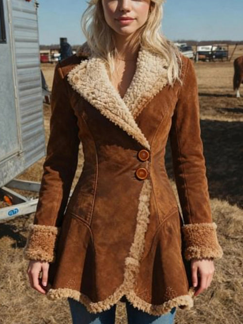 Vintage-Inspired Thick Suede Coat