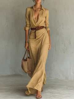 Maxikleid im Vintage-Stil mit V-Ausschnitt