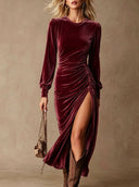 Vintage-Inspired Velvet Luxury Midi Dress