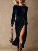 Vintage-Inspired Velvet Luxury Midi Dress