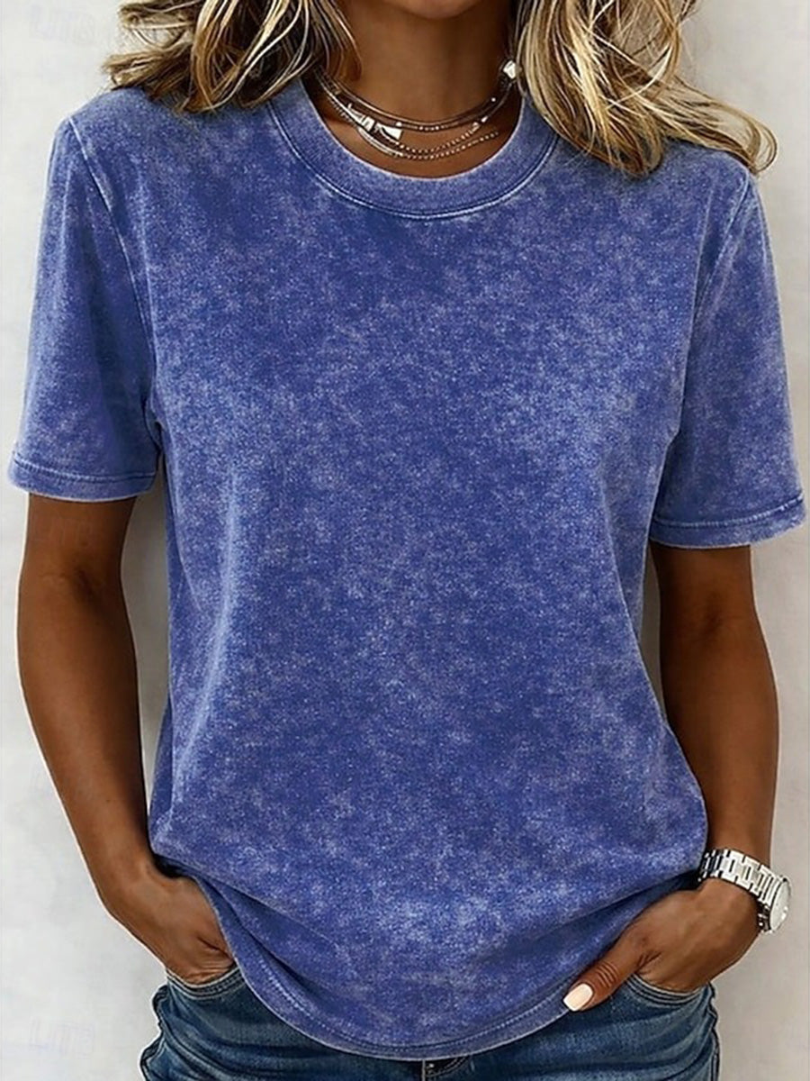 Vintage Style Short Sleeve Crew-Neck T-Shirt