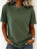 Vintage Style Short Sleeve Crew-Neck T-Shirt