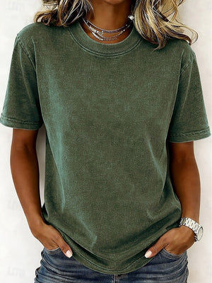 Vintage Style Short Sleeve Crew-Neck T-Shirt