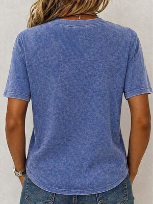 Vintage Style Short Sleeve Crew-Neck T-Shirt