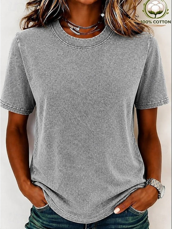 Vintage Style Short Sleeve Crew-Neck T-Shirt