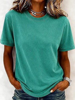 Vintage Style Short Sleeve Crew-Neck T-Shirt
