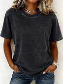Vintage Style Short Sleeve Crew-Neck T-Shirt
