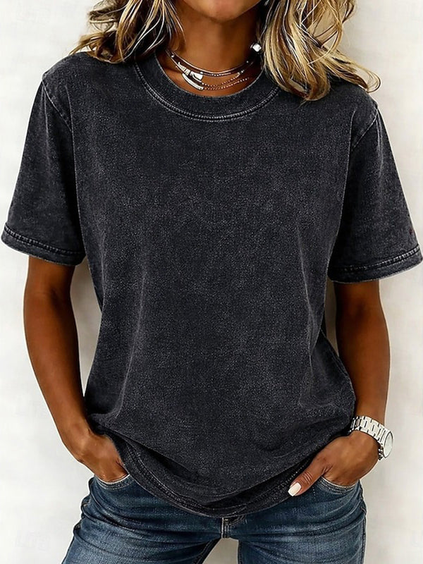 Vintage Style Short Sleeve Crew-Neck T-Shirt