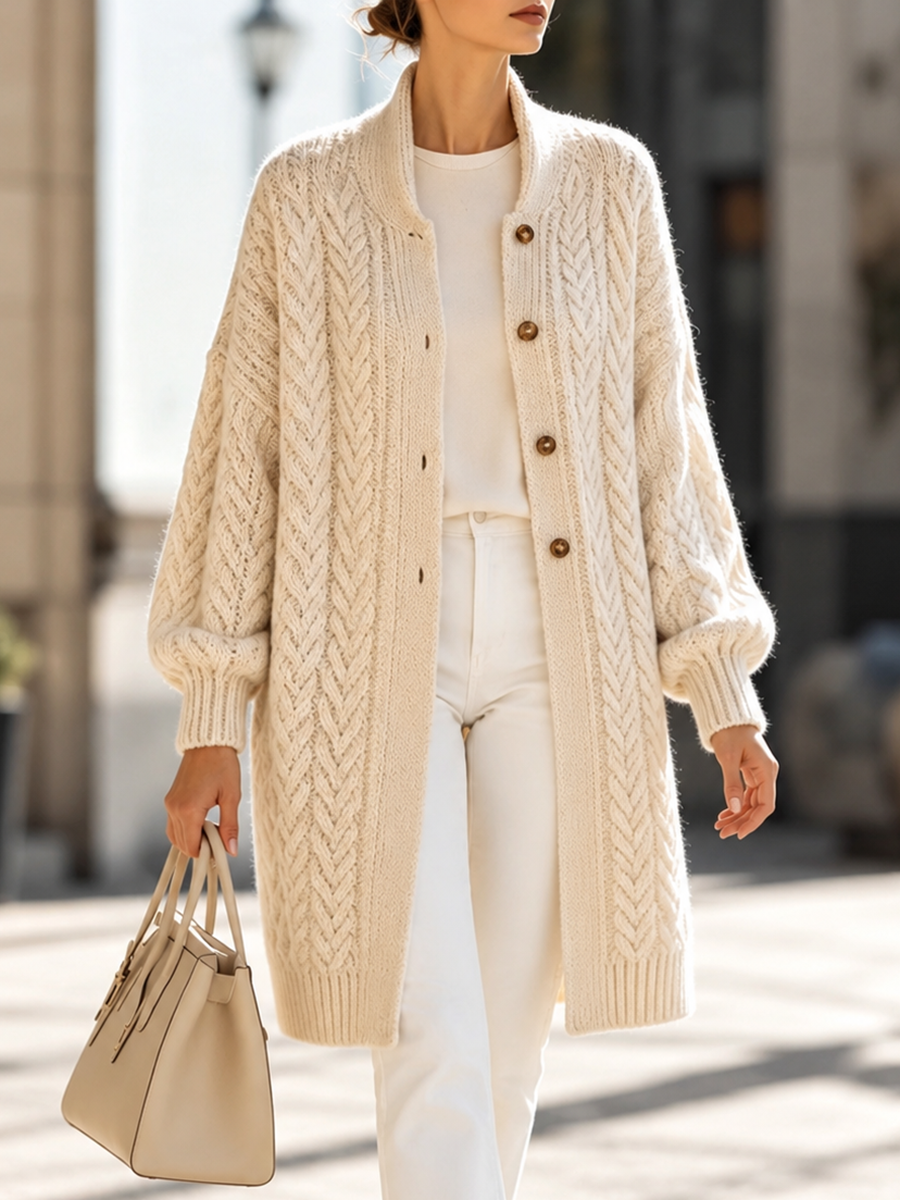 Vintage Cable Knit Longline Cardigan