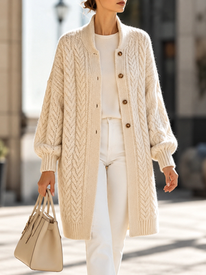 Vintage Cable Knit Longline Cardigan