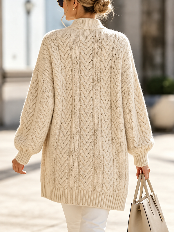 Vintage Cable Knit Longline Cardigan