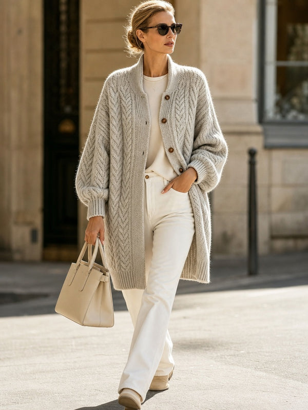 Vintage Cable Knit Longline Cardigan