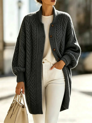 Vintage Cable Knit Longline Cardigan